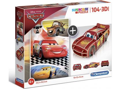 Clementoni 3D Puzzle Supercolors Cars 104 dílků