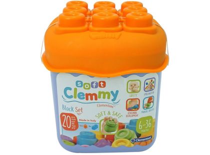 Clementoni Stavebnice Clemmy Baby Kostky v kyblíku oranžové víko 20 dílků