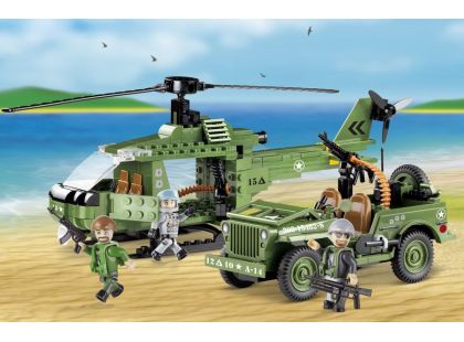 Cobi 24254 Malá armáda JEEP Willys MB s vrtulníkem