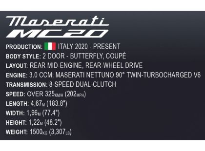 Cobi 24335 Maserati MC 20 v měřítku 2269 dílků