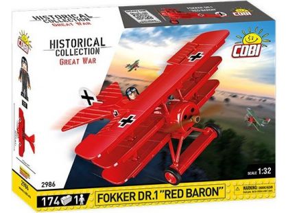 Cobi 2986 I. světová válka Fokker Dr. I Red Baron 178 dílků Poškozený obal