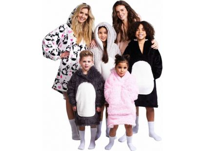Cozy Noxxiez CH323 Tučňák hřejivá televizní mikinová deka s kapucí pro děti 7 - 12 let