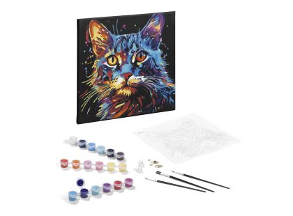 Craft Creative Malování podle čísel na černé plátno kočka