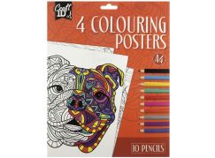 Craft Creative Vymalovánky 4 obrázky + 10 pastelek A4 oranžové balení