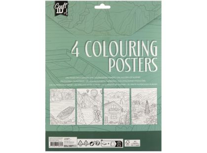 Craft Creative Vymalovánky 4 obrázky + 10 pastelek A4 zelené balení