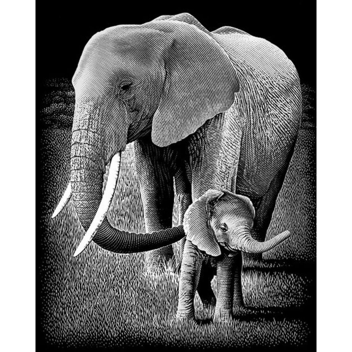 Creatoys Reeves Škrábací obrázek stříbrný 20x25cm - Slon