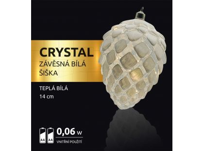 Crystal Závěsná Bílá Šiška 14 cm