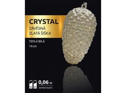 Crystal Závěsná Zlatá Šiška 14 cm