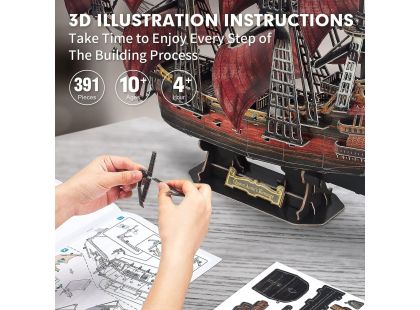 Cubicfun 3D Puzzle Plachetnice Queen Anne's Revenge 391 dílků - Poškozený obal