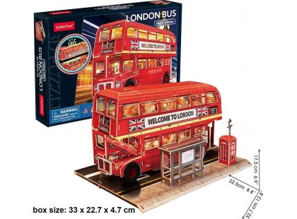 CubicFun 3D puzzle s LED Noční edice: Londýnský autobus 161 dílků