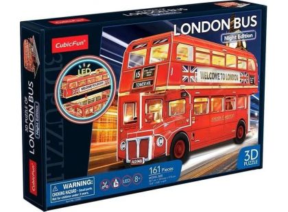 CubicFun 3D puzzle s LED Noční edice: Londýnský autobus 161 dílků