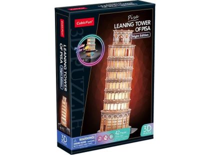 CubicFun 3D puzzle s LED Noční edice: Šikmá věž v Pise 42 dílků