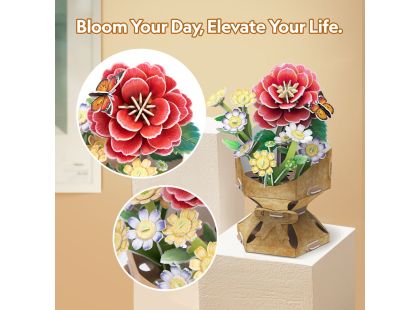 CubicFun Puzzle 3D Kytice z květů kamélií 109 dílků