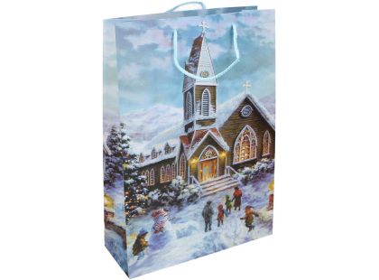 Dárková taška L 30 x 44 x 12 cm Vánoce kostel