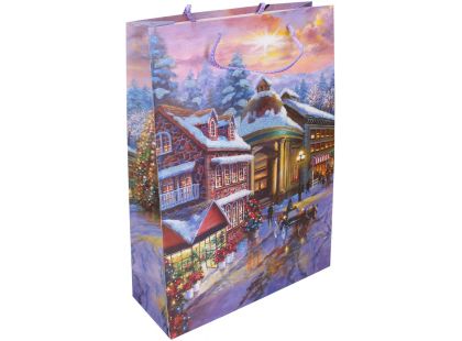 Dárková taška L 30 x 44 x 12 cm Vánoce náměstí