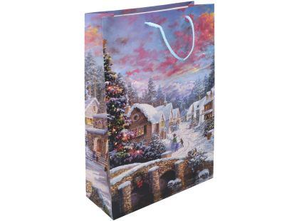 Dárková taška L 30 x 44 x 12 cm Vánoce vesnice