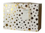 Dárková taška uzavíratelná L 27 x 20 x 13 cm se zlatými hvězdičkami