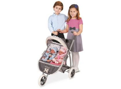 DeCueavas Skládací kočárek tříkolový pro dvojčata panenky Reborn 2018