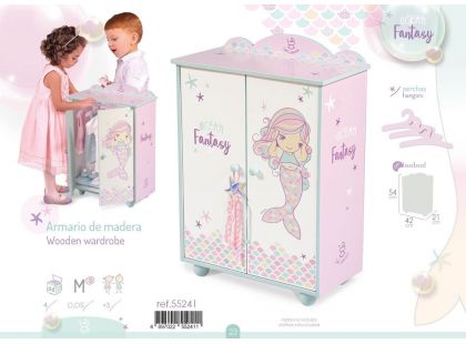 DeCuevas 55241 Dřevěná šatní skříň pro panenky s doplňky Ocean Fantasy