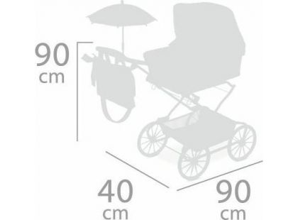 DeCuevas 82037 Skládací kočárek pro panenky REBORN se slunečníkem a doplňky TOP Collection 2020 - 90 cm  - Poškozený obal
