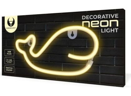 Dekorativní LED neon Velryba teplá bílá