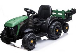 Dětský elektrický traktor s přívěsem 12V dva motory MP3