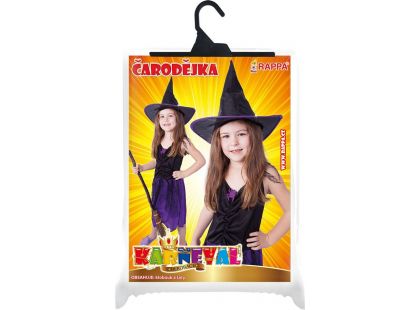 Rappa Dětský kostým Čarodějnice s kloboukem fialové vel. 104 - 116 cm