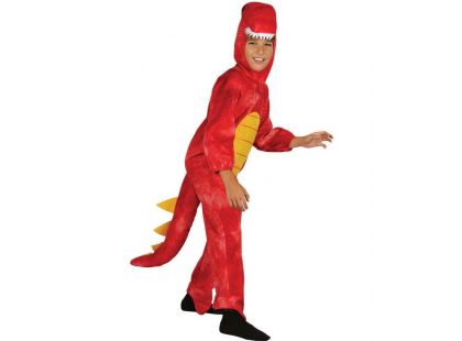 Dětský kostým na karneval Dinosaurus červený 120 - 130 cm