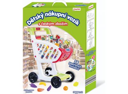 Rappa Dětský nákupní vozík s českým zbožím a plastovými potravinami