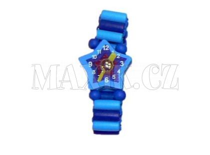 Dřevěné náramkové hodinky - Modrá