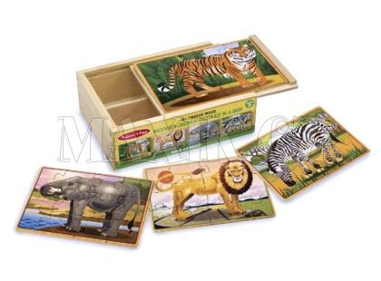 Dřevěné puzzle Africká zvířata 4v1