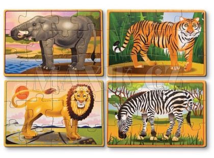 Dřevěné puzzle Africká zvířata 4v1