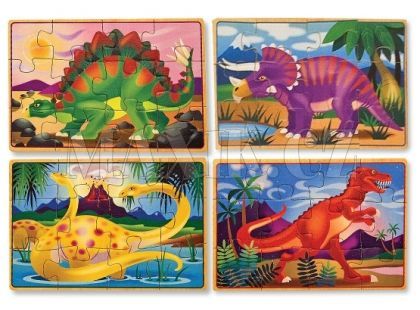 Dřevěné puzzle Dinosauři 4v1