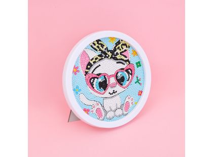 Diamantové malování s rámem Kreslené bílé kotě 17 cm