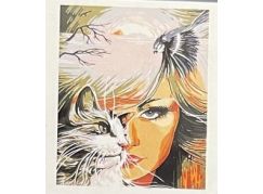Diamantový obrázek Dívka s kočkou 30 x 40 cm