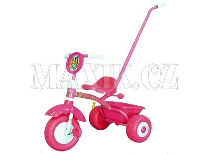 Dino Bikes Tříkolka kovová s vodící tyčí 327TR růžová