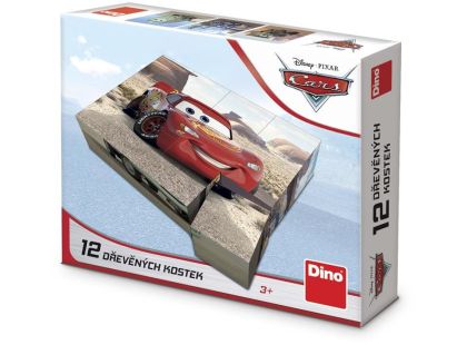 Dino Cars: Jízda dřevěné kostky licenční 12 ks