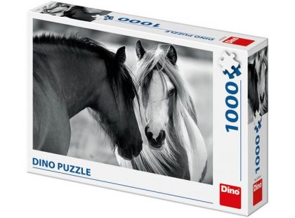 Dino Puzzle Černý a bílý kůň 1000 dílků