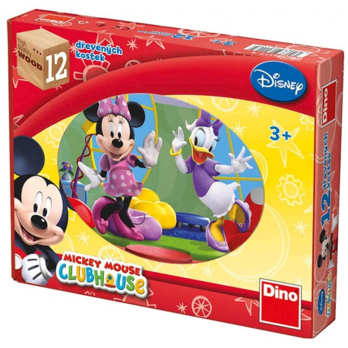 Dino Disney Dřevěné kostky Mickeyho klubík 12ks