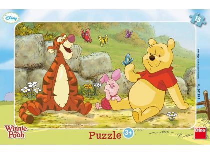 Dino Disney Puzzle deskové Medvídek Pú mezi motýly 15dílků
