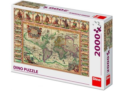 Dino Historická Mapa Světa puzzle 2000 dílků