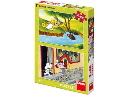 Dino Holky z pohádky puzzle 2 x 48 dílků