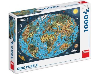 Dino Puzzle Kreslená mapa světa 1000 dílků