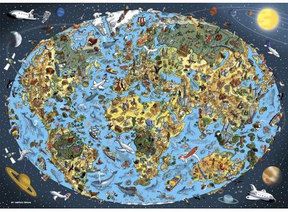 Dino Puzzle Kreslená mapa světa 1000 dílků