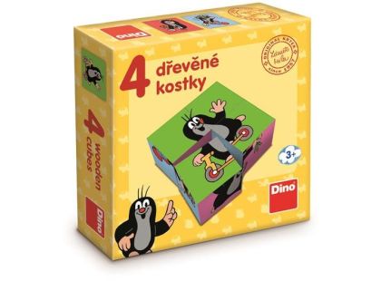 Dino Krteček dřevěné licenční kostky 4 ks