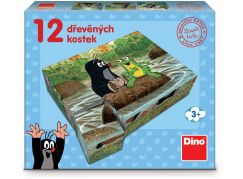 Dino Dřevěné kostky Krtek a zvířátka 12 ks