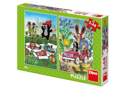 Dino Krtek se raduje puzzle 2 x 48 dílků