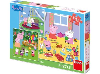 Dino Puzzle Peppa Pig na prázdninách 3 x 55 dílků