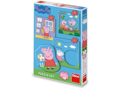 Dino Puzzle set Peppa Pig rodina 12 dílků Baby