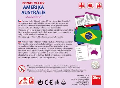 Dino Poznej vlajky Amerika a Austrálie cestovní hra